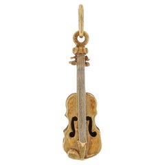Used Yellow Gold Violin Charm - 14k Musical Instrument Violinist's Pendant