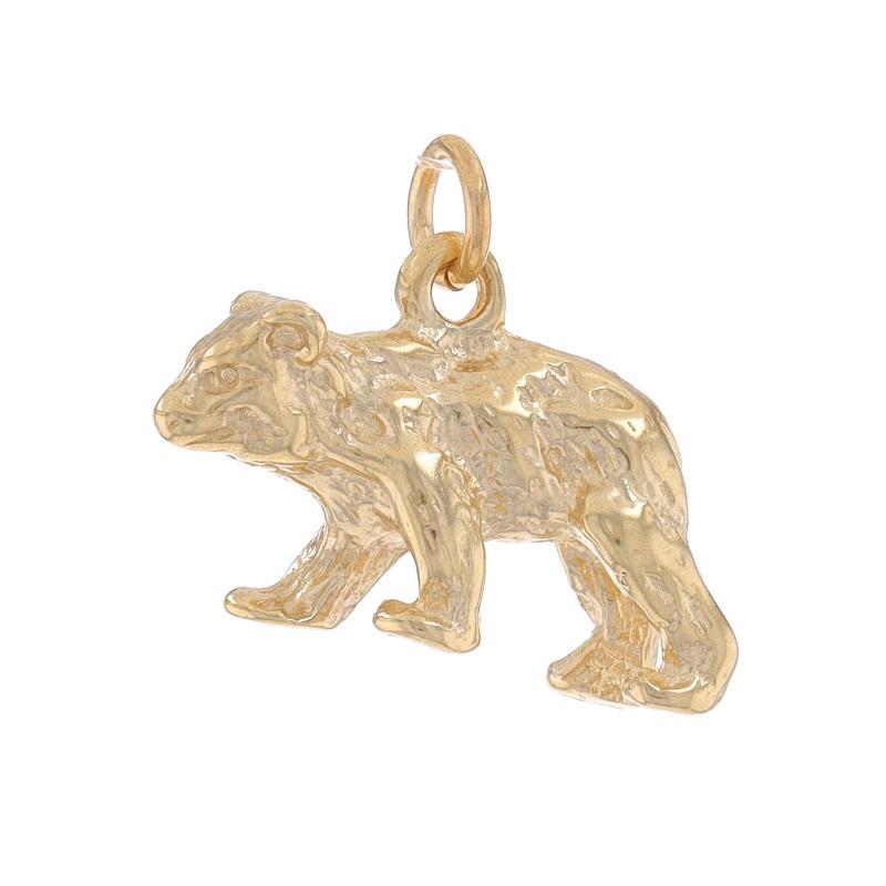 Yellow Gold Walking Bear Charm - 14k Wildlife Pendant 1