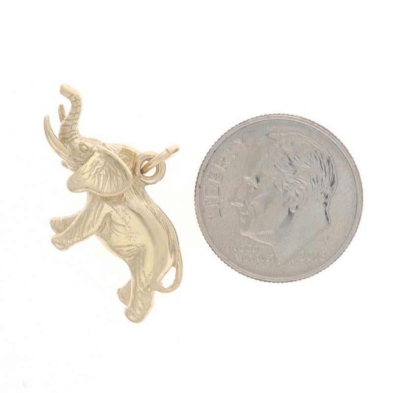 Yellow Gold Walking Elephant Charm - 14k Pachyderm In Excellent Condition For Sale In Greensboro, NC