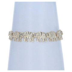 Bracciale A Link con Elefanti che Camminano in Oro Giallo 7 1/4" - Pachidermi 14k