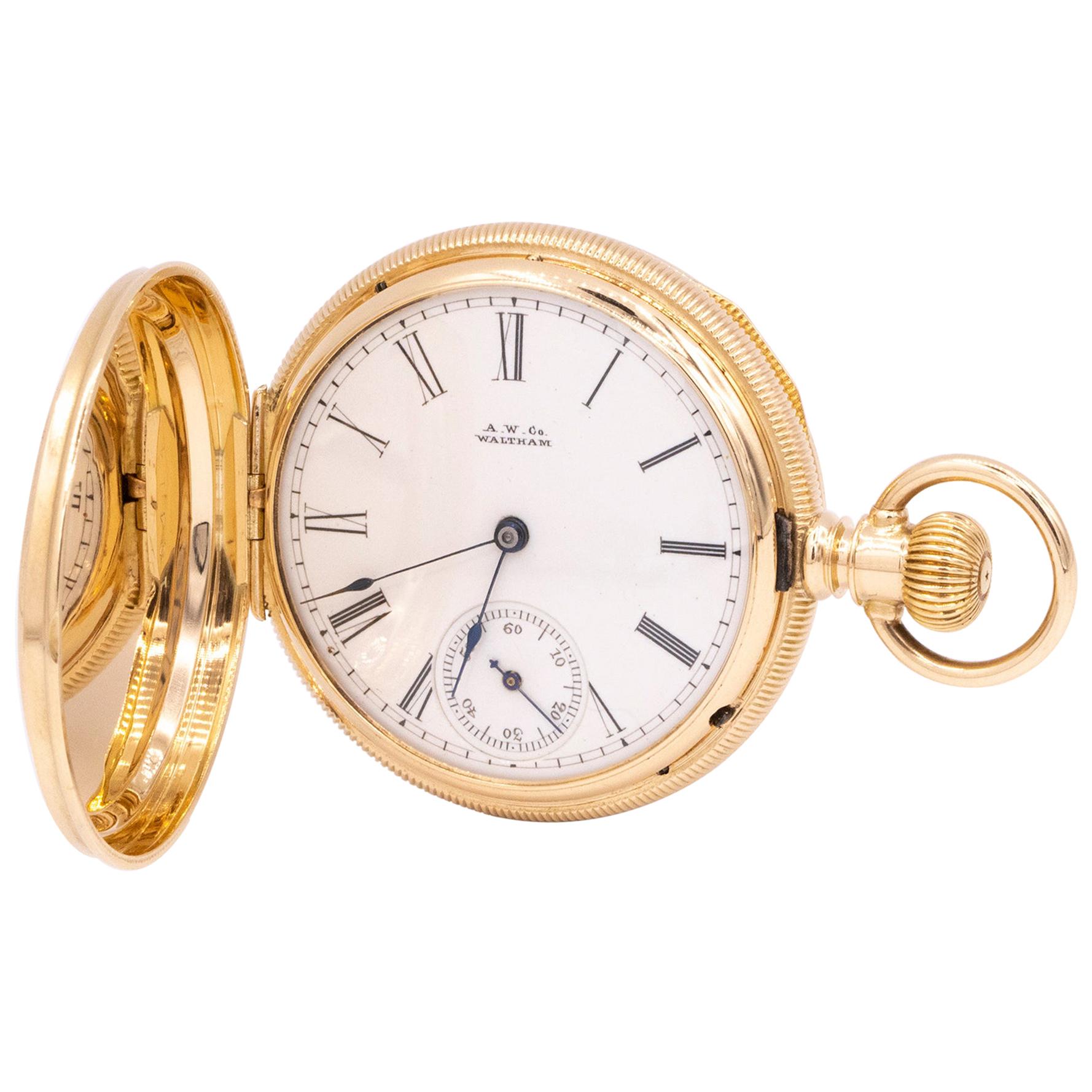 Yellow Gold Waltham Pocketwatch For Sale