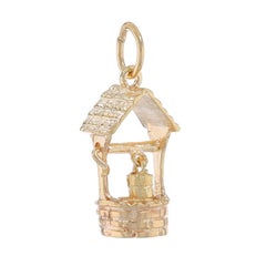 Yellow Gold Water Well Charm - 14k Water Source Bucket Moves
