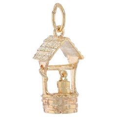 Yellow Gold Water Well Charm - 14k Water Source Bucket Moves