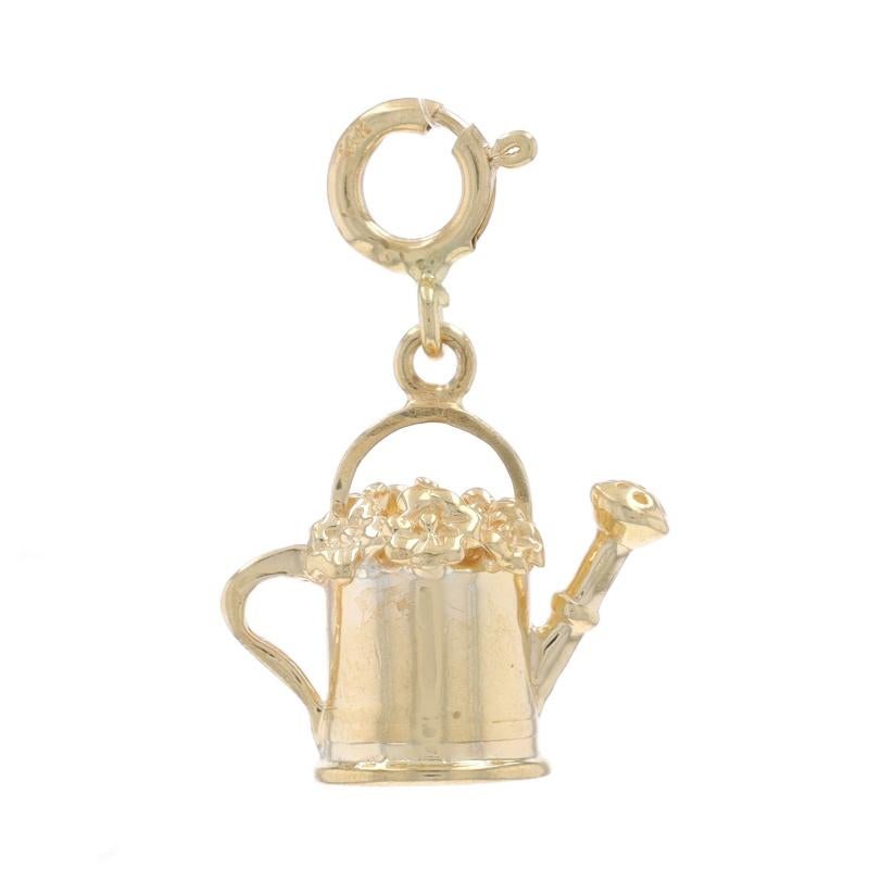 Metal Content: 14k Yellow Gold

Fastening Type: Spring Ring Clasp
Theme: Watering Can Flower Arrangement, Gardening

Measurements

Tall (from stationary bail): 5/8