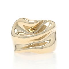 Anneau en or jaune avec ruban ondulé et plié - 14k Ring SZ 7 1/4