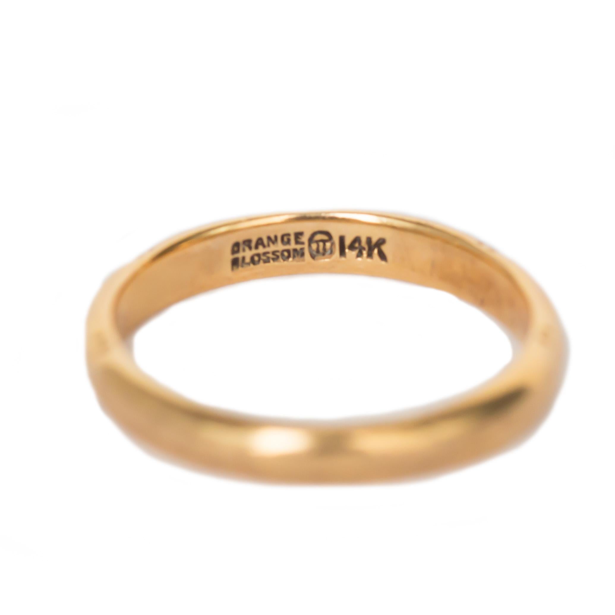 Ring Size: 8
Metal Type: 14 karat Yellow Gold 
Weight: 3.6 grams

Finger to Top of Stone Measurement: 1.78mm
Width: 3.16mm