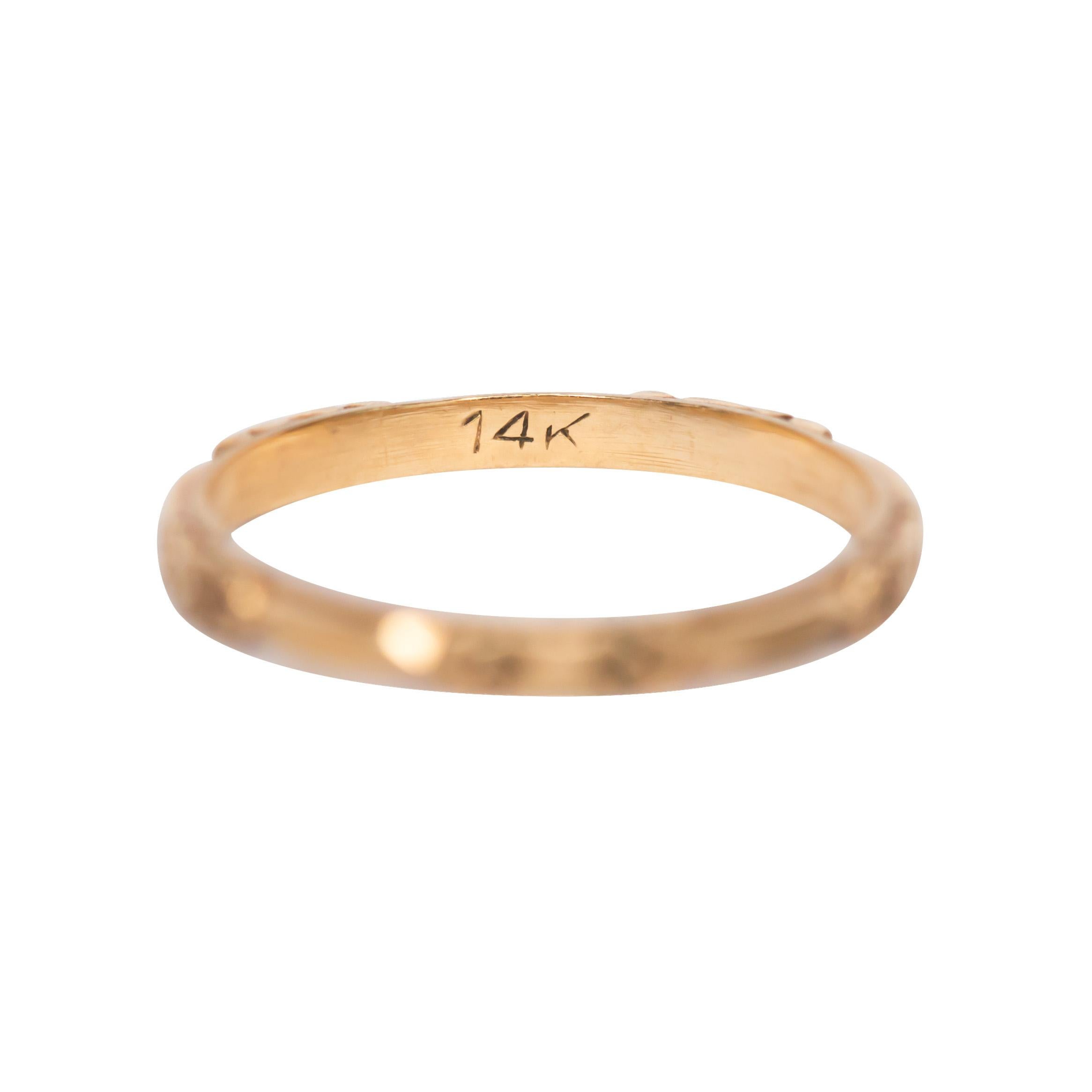 Ring Size: 7.90
Metal Type: 14 karat Yellow Gold 
Weight: 1.8 grams


Finger to Top of Stone Measurement: 1.55mm
Width: 2.22mm
