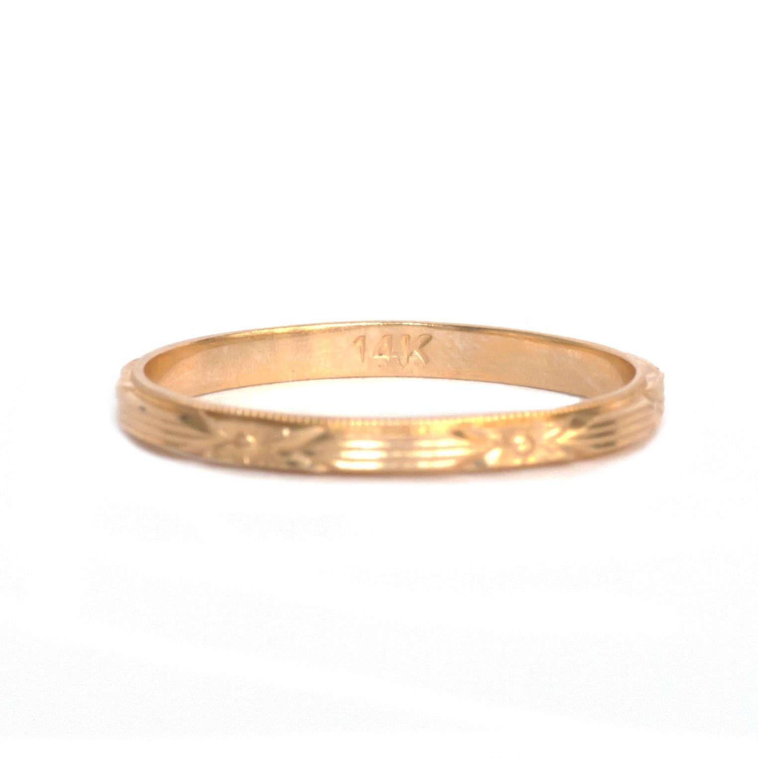 Item Details: 
Ring Size: 7.5
Metal Type: 14 karat Yellow Gold [Hallmark & Tested]
Weight:  1.1 grams

Finger to Top of Stone Measurement: 1.1mm
Condition:  Excellent