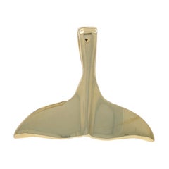 Yellow Gold Whale Tail Pendant - 14k Ocean Life