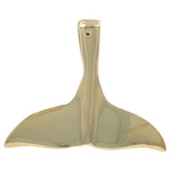 Yellow Gold Whale Tail Pendant - 14k Ocean Life