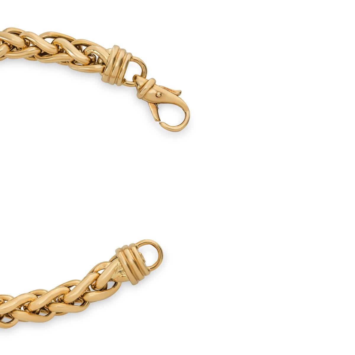 Women's or Men's Yellow Gold Wheat Chain Bracelet For Sale