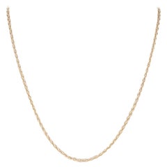 Vintage Yellow Gold Wheat Chain Necklace, 14 Karat Tube Box Clasp Women's
