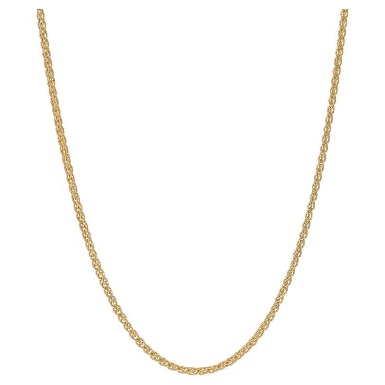 Yellow Gold Wheat Chain Necklace 16 1/2" - 18k Italy For Sale