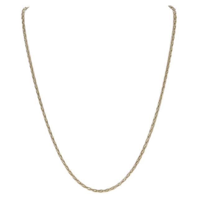 Yellow Gold Wheat Chain Necklace 18 3/4" - 14k For Sale