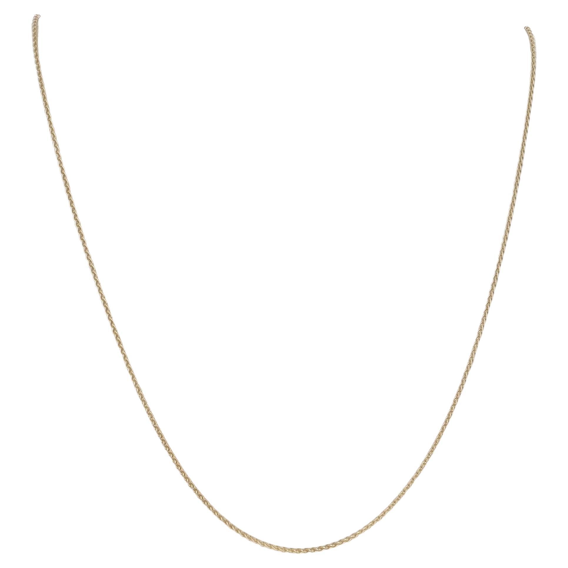 Yellow Gold Wheat Chain Necklace 20 1/4" - 14k Italy For Sale