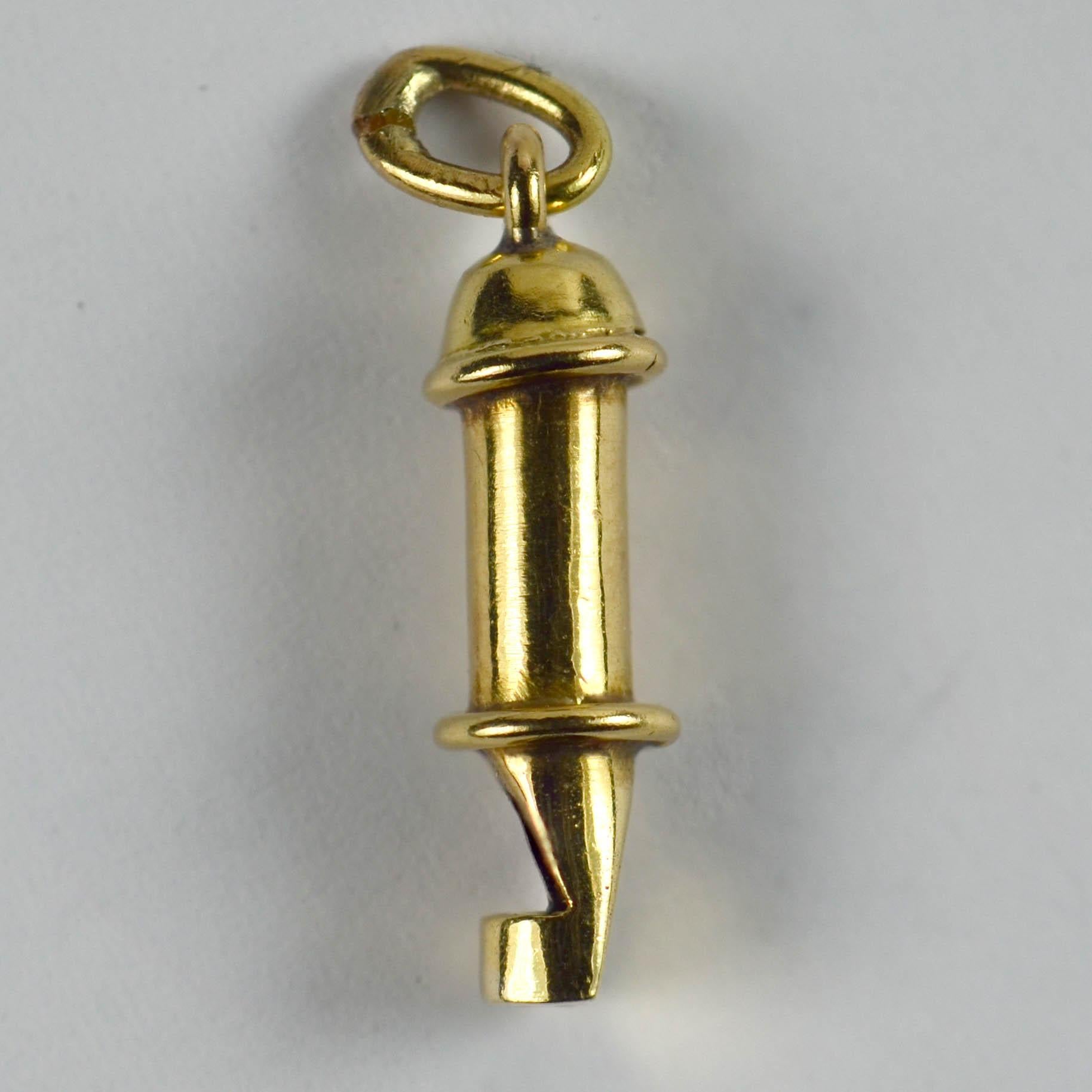 Yellow Gold Whistle Charm Pendant In Good Condition In London, GB