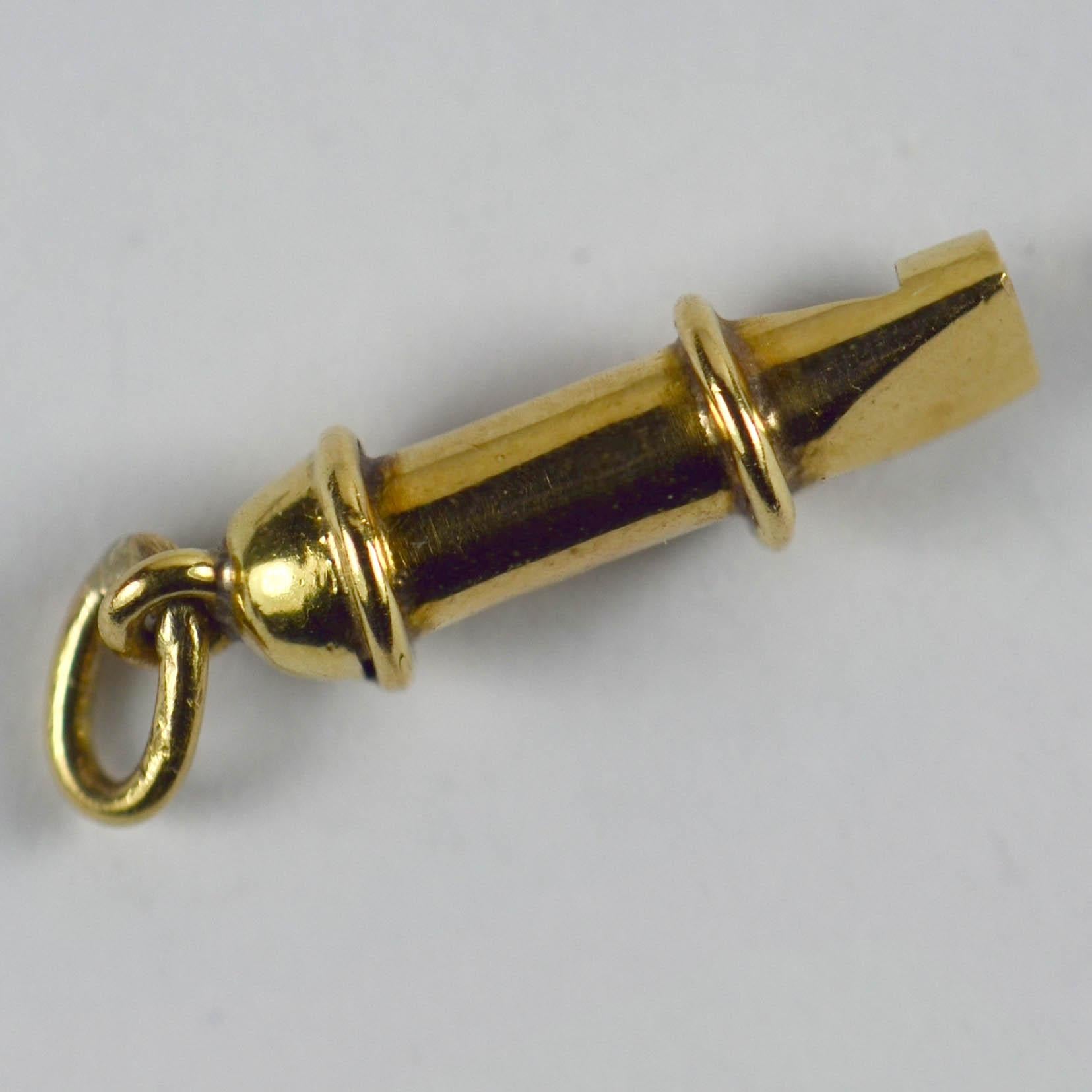 Women's or Men's Yellow Gold Whistle Charm Pendant