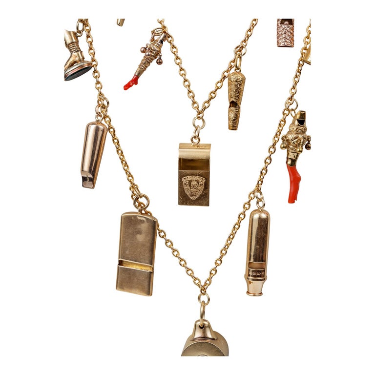 Yellow Gold Whistle Necklace at 1stDibs
