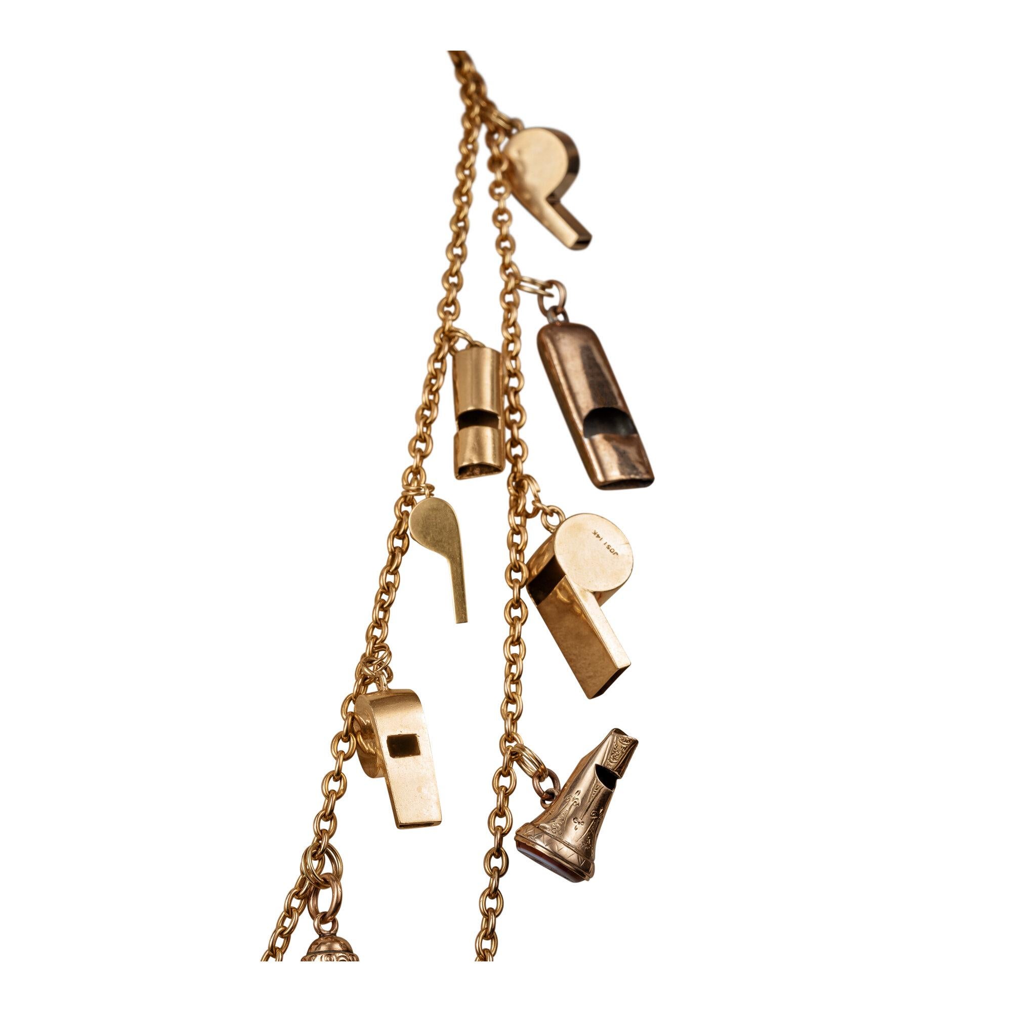 Yellow Gold Whistle Necklace In Good Condition In Greenwich, CT