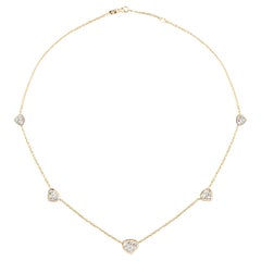 Yellow Gold White brilliant- and Rose-cut Diamond Pavé Necklace