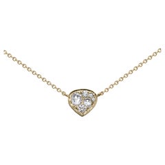 Yellow Gold White brilliant- and Rose-cut Diamond Pavé Pendant Necklace