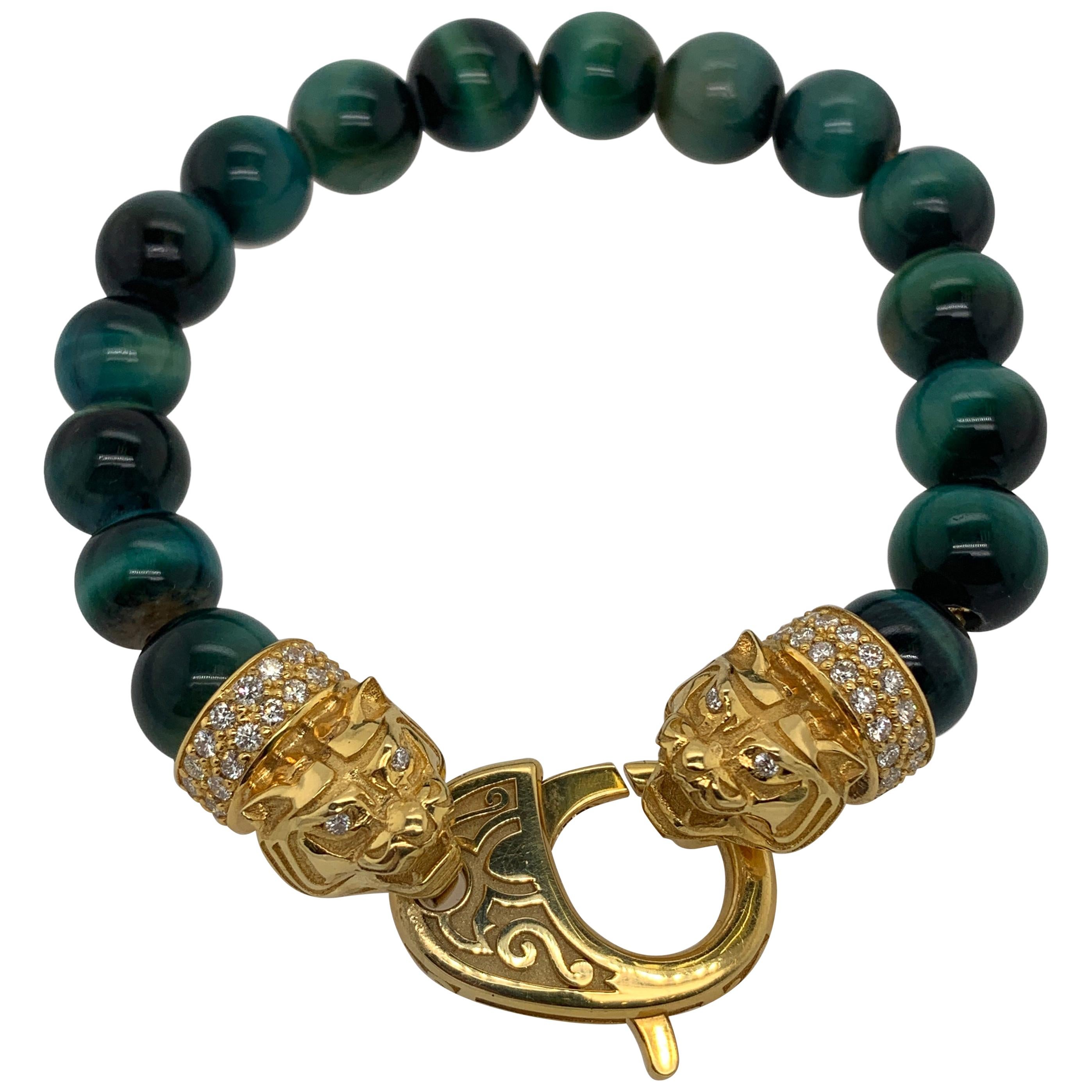 The Tiger Malachite Bracelet
White Diamonds set on Yellow Gold Bracelet with Malachite Beads.
Crafted to order. Please allow up to 3 weeks for delivery.
