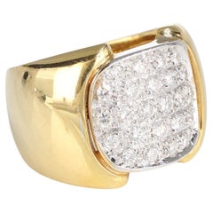 Yellow Gold White Diamond Pavé Band Ring, 0.70 Carats