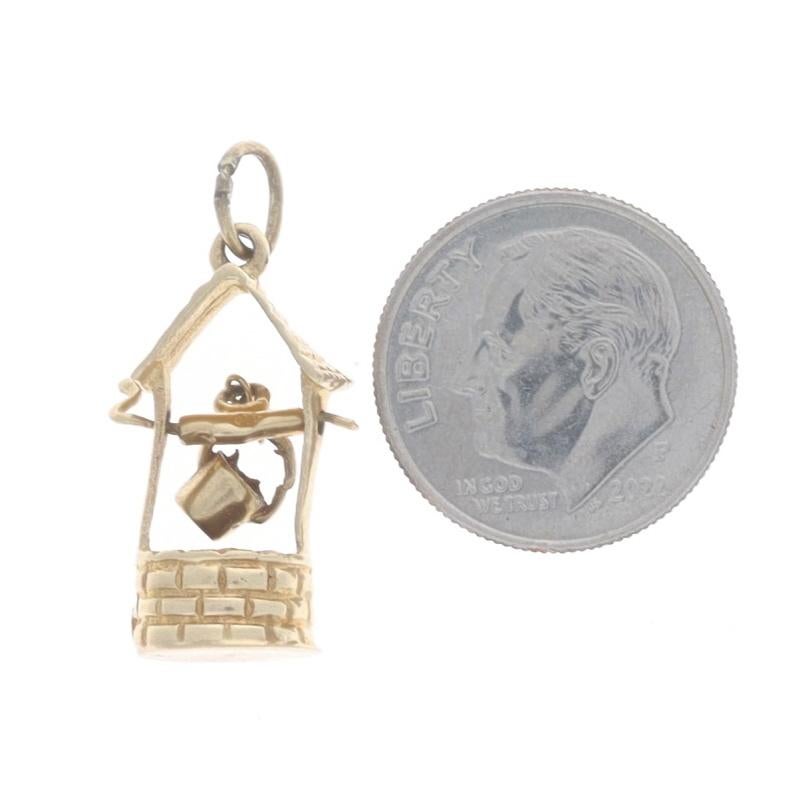 Yellow Gold White Enamel Vintage Water Well Charm 14k Water Source Bucket Moves For Sale 1