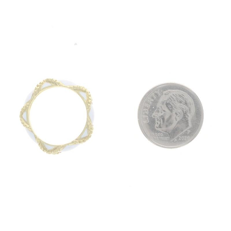Anello a corda X in oro giallo e smalto bianco - Anello nautico 18k Sz 54 1/2 in vendita 2