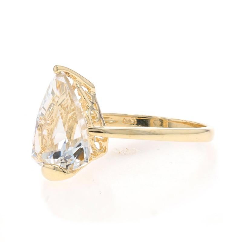 Anillo Solitario de Cóctel de Topacio Blanco de Oro Amarillo - 10k Trillón 6.17ct en Excelente estado para la venta en Greensboro, NC