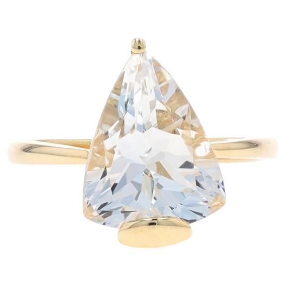 Gelbgold Weißer Topas Cocktail Solitär Ring - 10k Trillion 6,17 Karat