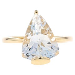 Gelbgold Weißer Topas Cocktail Solitär Ring - 10k Trillion 6,17 Karat