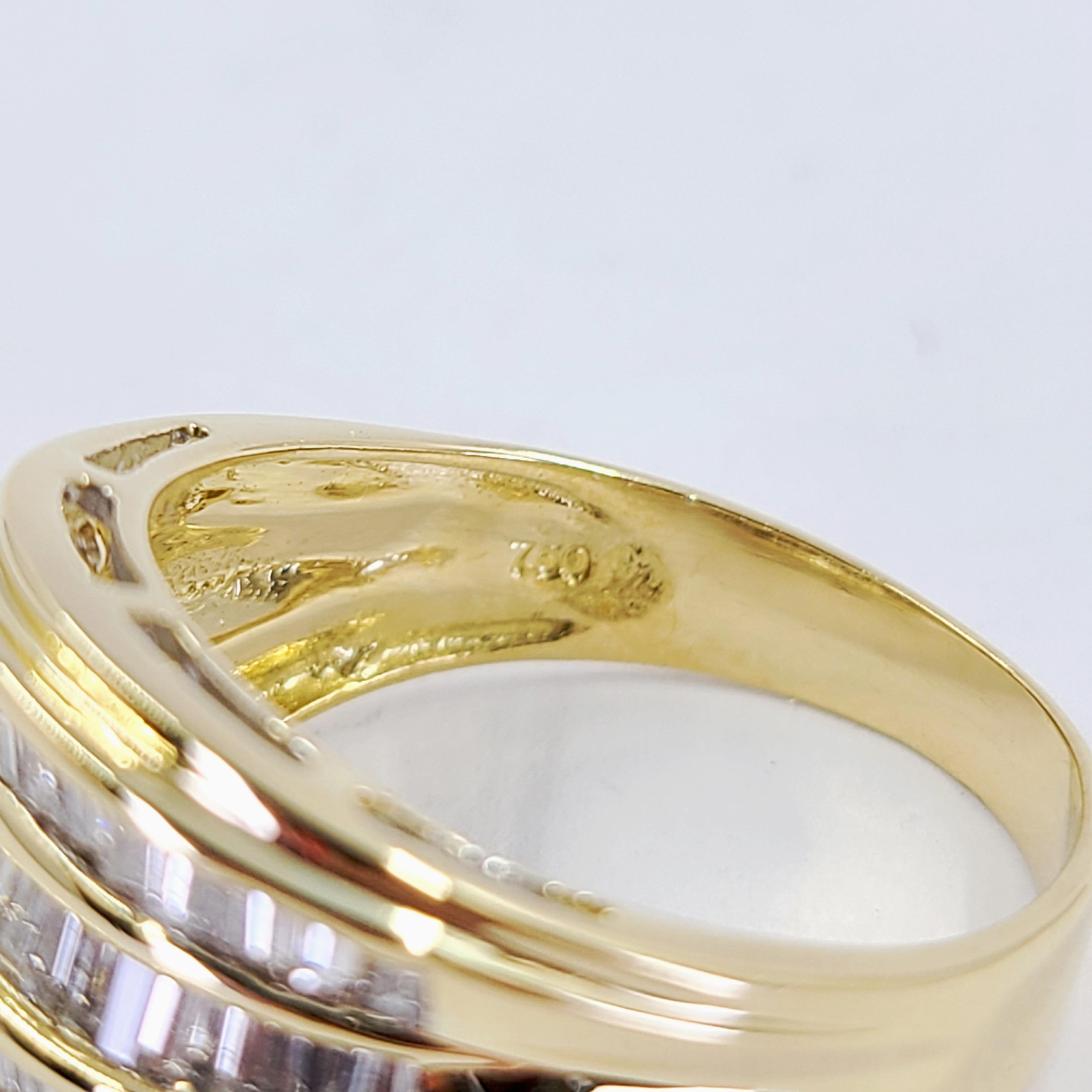Women's Yellow Gold Wide Baguette Diamond Ring For Sale