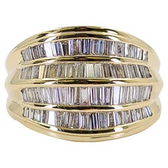 Yellow Gold Wide Baguette Diamond Ring