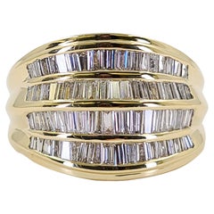 Retro Yellow Gold Wide Baguette Diamond Ring