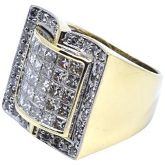 Yellow Gold Wide Diamond Square Top
