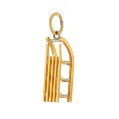 Yellow Gold Winter Sled Charm - 18k Holiday Snow Sledge