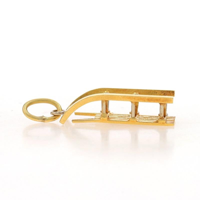 Yellow Gold Winter Sled Charm - 18k Holiday Snow Sledge In Excellent Condition For Sale In Greensboro, NC