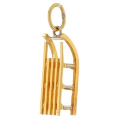 Yellow Gold Winter Sled Charm - 18k Holiday Snow Sledge