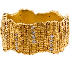 Gelbgold-Drahtbandring aus Gelbgold mit 0,26 Karat Brillanten