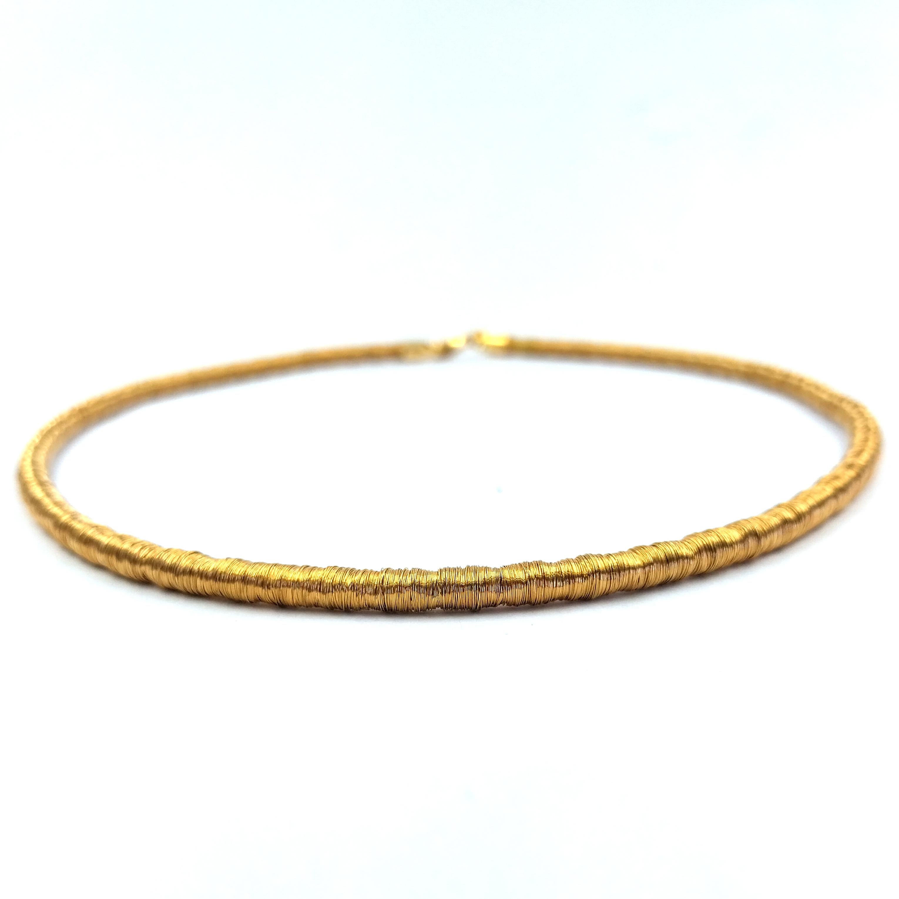 Women's Yellow Gold Wire Wrap Necklace For Sale
