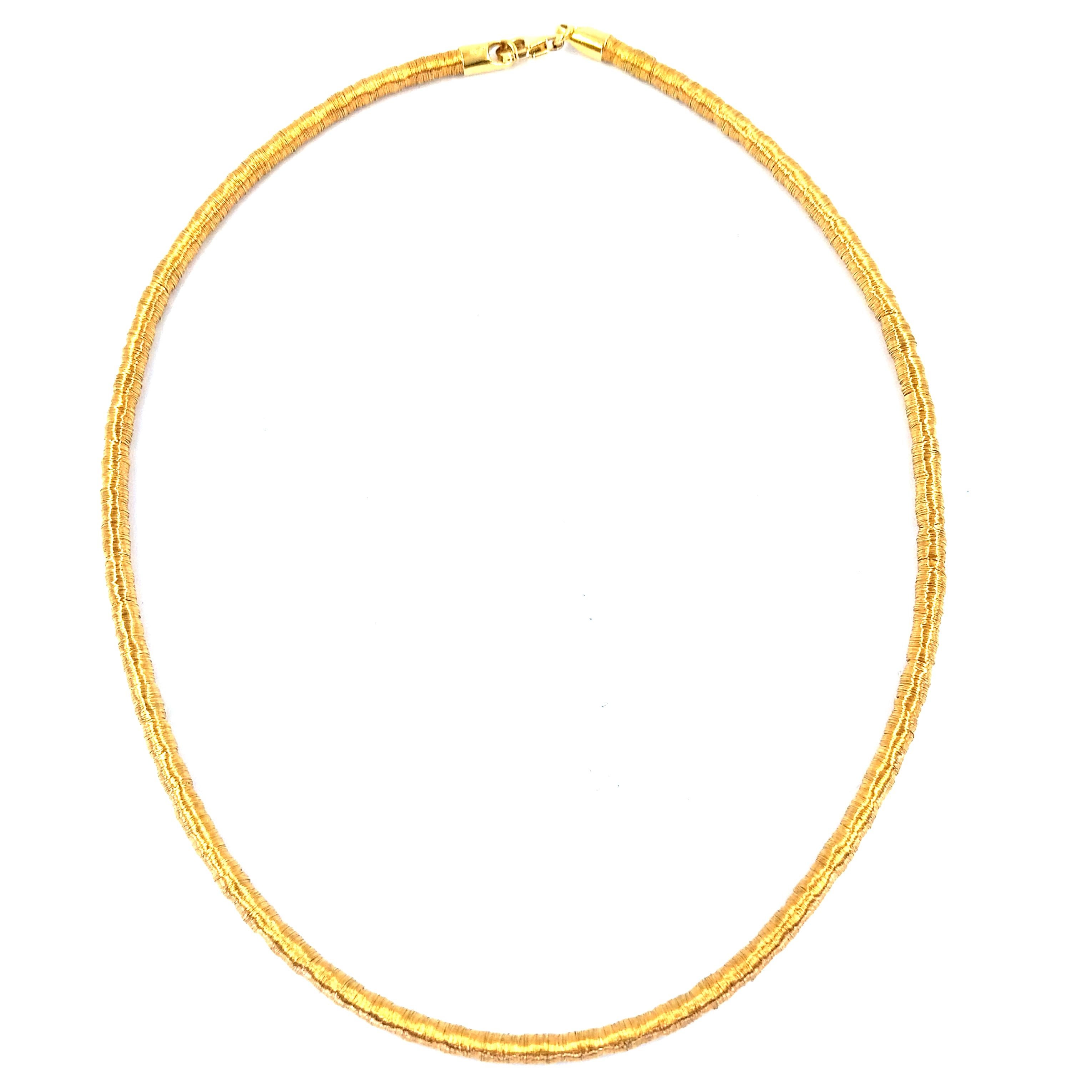 Yellow Gold Wire Wrap Necklace For Sale 1