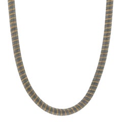 Yellow Gold Wire Wrap Stripe Necklace 18" - 18k