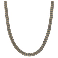 Yellow Gold Wire Wrap Stripe Necklace 18" - 18k