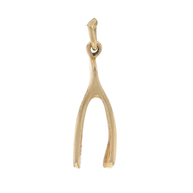 Metal Content: 14k Yellow Gold

Theme: Wishbone, Good Luck

Measurements
Tall (from stationary bail): 7/8