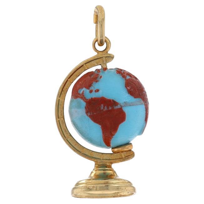 Yellow Gold World Globe Molded Bead Charm - 14k Plant Earth Teacher's Gift