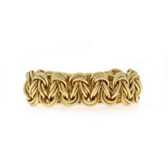 Yellow Gold Woven Braided Cord Bracelet 7" - 14k Stretch