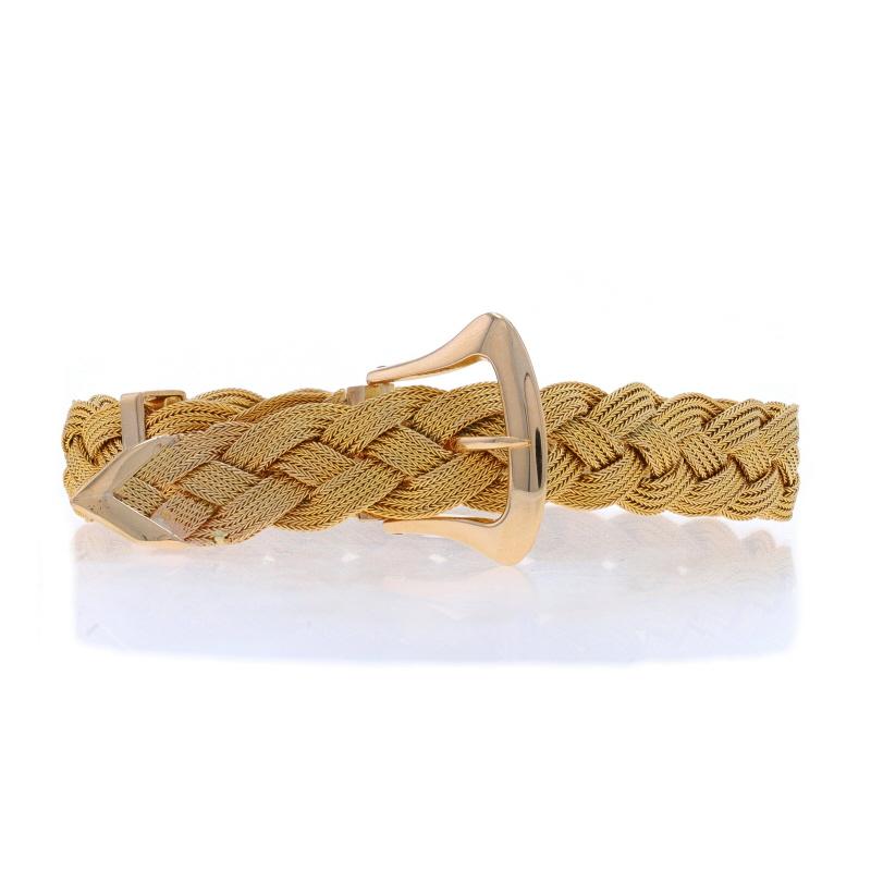 Metallgehalt: 14k Gelbgold

Stil: Geflochtene Kette
Kette Stil: Geflochtener Fuchsschwanz
Armband Stil: Kette
Verschluss-Typ: Schnallen-Verschluss
Thema: Schnalle

Messungen
Einstellbare Länge bis zu: 8