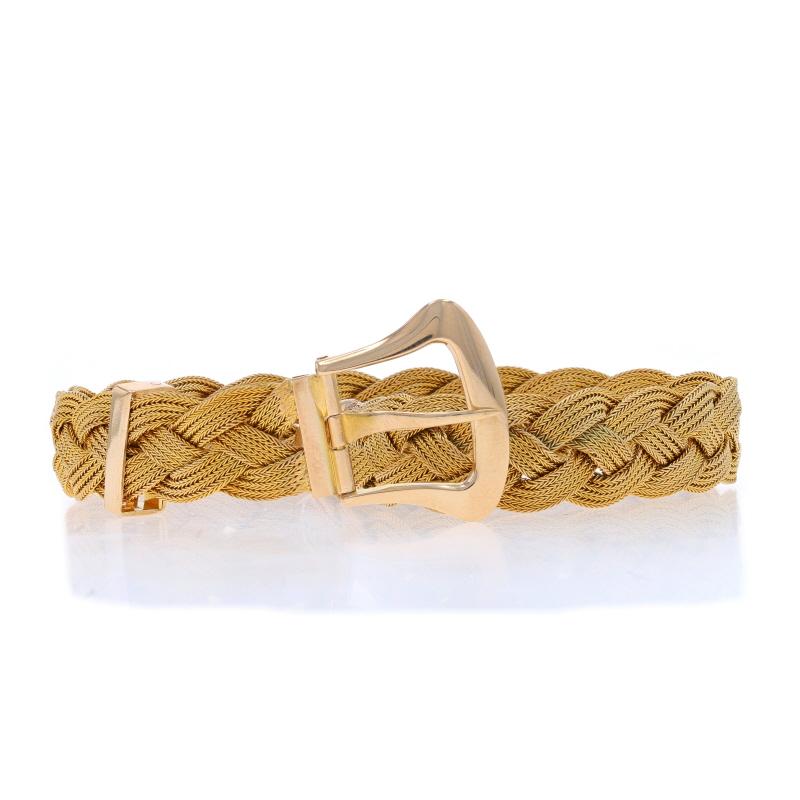 Gewebtes Armband aus Gelbgold mit Fuchsschwanzkette und Schnalle - 14k Verstellbar Damen