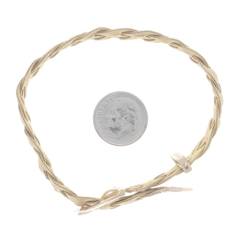 Gewebtes Armband aus Gelbgold mit Fuchsschwanzkette und Schnalle - 14k Verstellbar 1